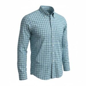 IZOD Premium Essentials Button Down Shirt Men's XL Light Blue Plaid Preppy